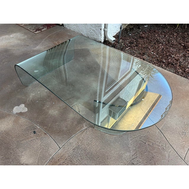Mid Century Post Modern Italian Waterfall Glass Coffee Table For Sale - Image 10 of 12