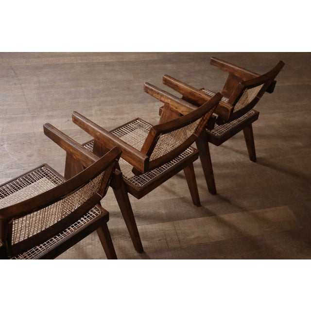 Office Cane Chairs from Pierre Jeanneret, India, 1950s, Set of 8 For Sale - Image 16 of 18