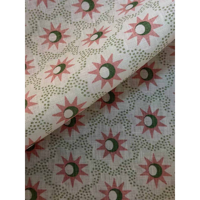 Schumacher 181940 Lucie Pink and Green Fabric Linen 5 Yards Brand Schumacher Fabric Book / Collection Domino Effect...