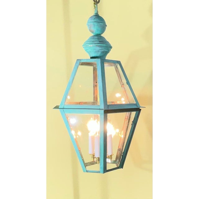 Large Single Solid Copper Hanging Lantern. 27” X 16” For Sale - Image 13 of 15