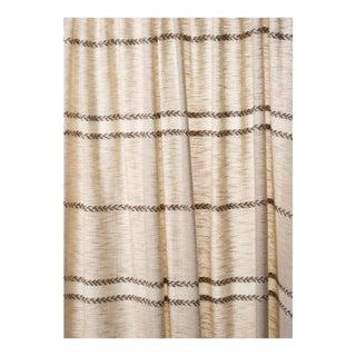 Schumacher Plains Stripe Casement Fabric In Flax For Sale