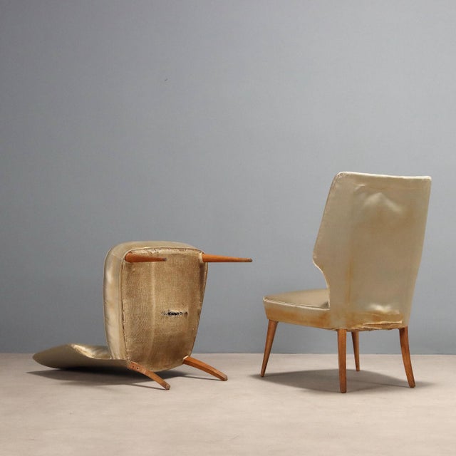 Vintage Chairs in Beech and Fabric, 1950s, Set of 2 For Sale - Image 9 of 10