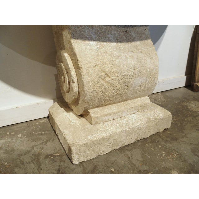 Carved Limestone Demi-Lune Console Table From the South of France For Sale - Image 12 of 15