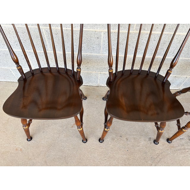 L. Hitchcock Harvest Brown Maple Fan Back Windsor Side Chairs - Set of 4 For Sale - Image 11 of 11