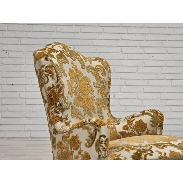 1970s Small Danish Armchairs in Brown/Beige Furniture Fabric, 1970s, Set of 2 For Sale - Image 5 of 18