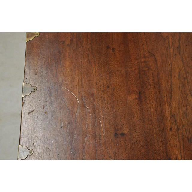 Mid 20th Century Henredon Pan Asian Chinoiserie Brass Butterfly 3 Drawer Campaign Chest Commode For Sale - Image 12 of 17