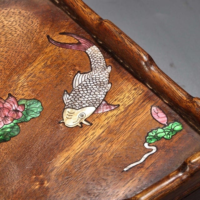 Wood Vintage Huangyang Wood Tea Table Box With Mother of Pearl Inlay For Sale - Image 7 of 10
