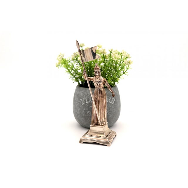 Silver Toothpick Holder with Joan of Arc and Banner For Sale - Image 6 of 6
