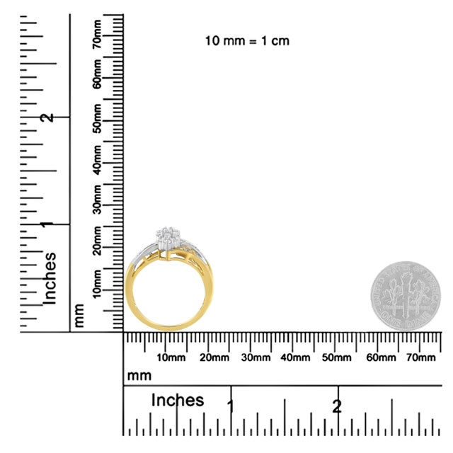 10K Yellow and White Gold 1/2 Cttw Diamond Marquise Shaped Cluster Split Shank Ring (H-I Color, SI2-I1 Clarity) - Size 6 For Sale In New York - Image 6 of 6