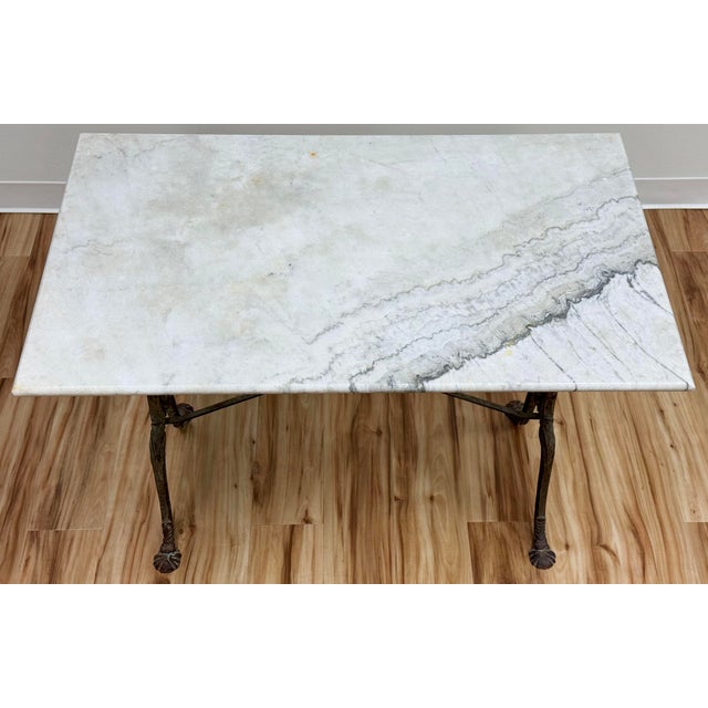 Antique French Style Marble Top Cast Iron Bistro Table For Sale - Image 4 of 16