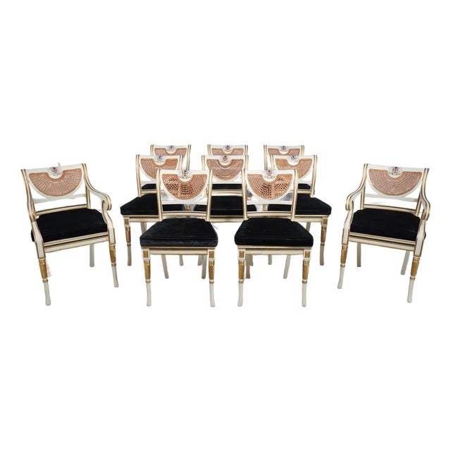 Set of 10 Clive Christian Cane Back Dining Chairs For Sale