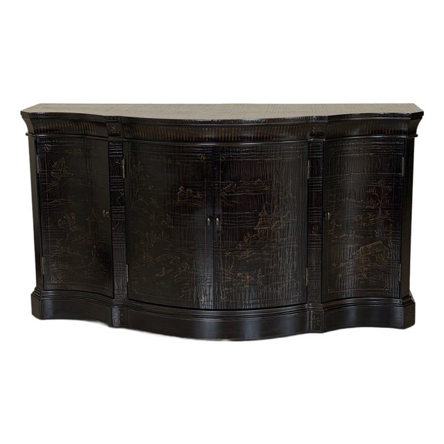 Ethan Allen Chinoiserie Hand-Painted Serpentine Sideboard For Sale