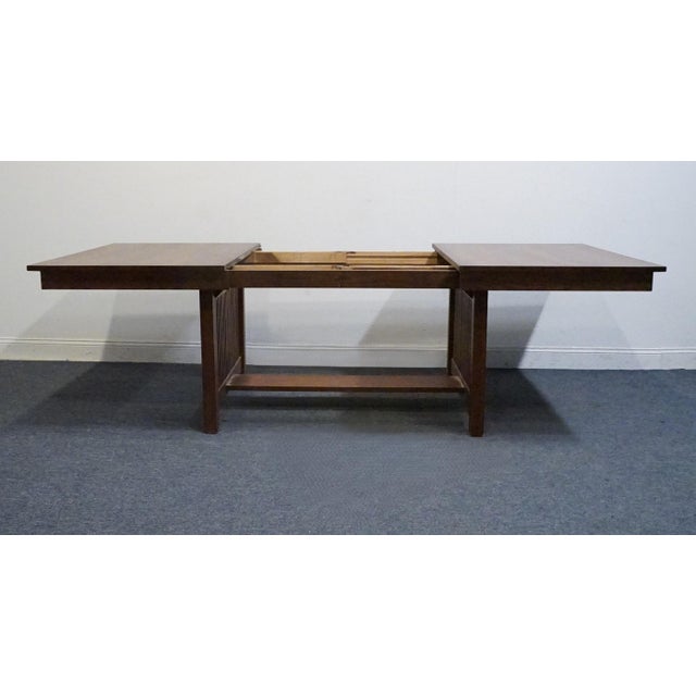 2000 - 2009 Canadel Furniture Solid Oak Mission Style Arts & Crafts 102" Trestle Dining Table 8020bc-Bra000-Pta - Made in Canada For Sale - Image 5 of 13