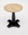 French travertine topped vintage side table crafted in solid walnut that has been ebonized and finished with a lustrous...