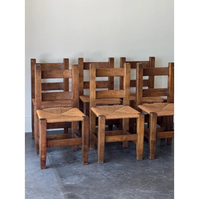 Set of 6 oak chairs by the Michigan Chair Co. Grand Rapids, c. 1901. Modeled after the first mission oak design for...