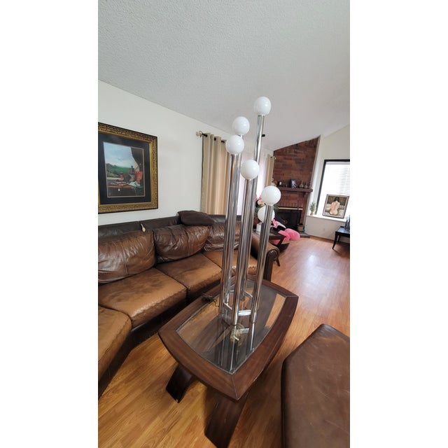 Mid-Century Modern 1970s Mid-Century Modern Space Age Floor Lamp in Chromed Metal & Murano Glass by Goffredo Reggiani, Italy For Sale - Image 3 of 4