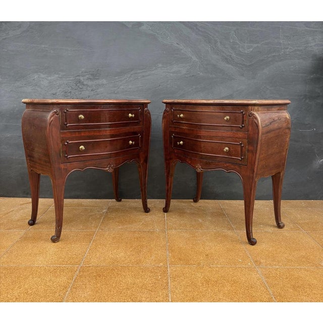 French Louis XV Style Bedside Tables, 1930s, Set of 2 For Sale - Image 4 of 13