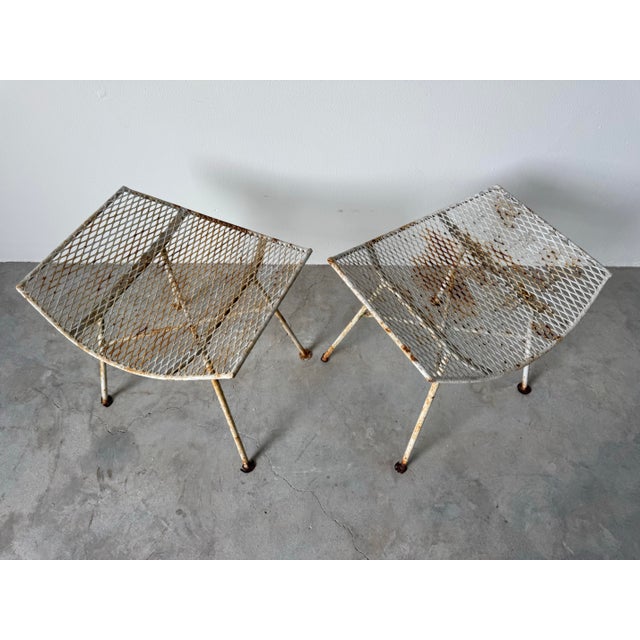 Mid-20th Century Maurizio Tempestini for Salterini Outdoor Metal Footstools / Ottomans – Pair For Sale - Image 9 of 12