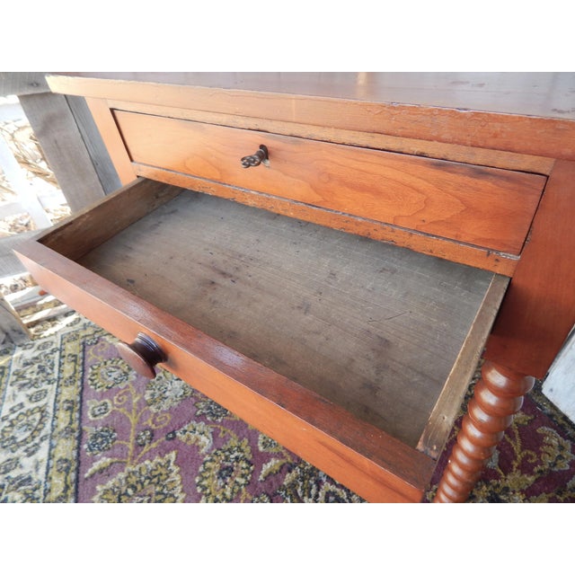 Wood 19th Century Bobbin Leg Two Drawer Side Table For Sale - Image 7 of 10