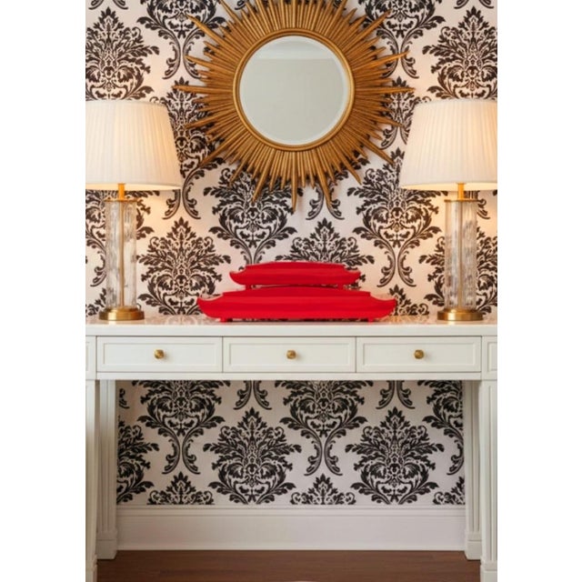 Vintage Red Lacquered Pagoda Chinoiserie Shaped Chinese Red Storage Boxes Set 2 For Sale - Image 9 of 9