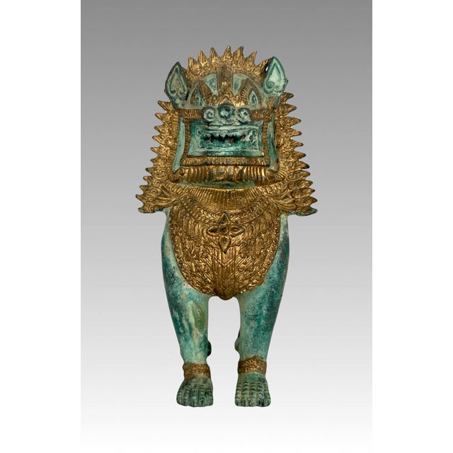 【国内正規総代理店アイテム】 Statue Lion Guardian Temple Gilt Singha Khymer (Thai) Chairish | 置物