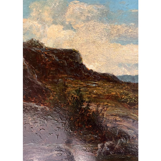 Henri Chevallier, Paysage d'alpage animé avec personnages, Oil on Wood, Framed For Sale - Image 5 of 12