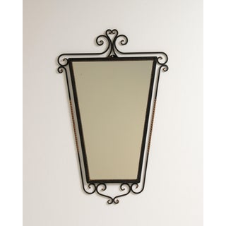 Wrought Iron Wall Mirror, Antique, France, Circa 1970 For Sale