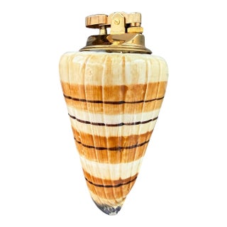 Vintage Conch Shell Large Table Lighter For Sale