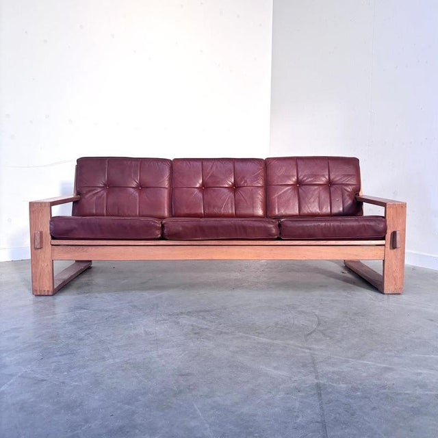 Vintage Three-Seater Lounge Sofa in Leather, 1970s For Sale - Image 5 of 15