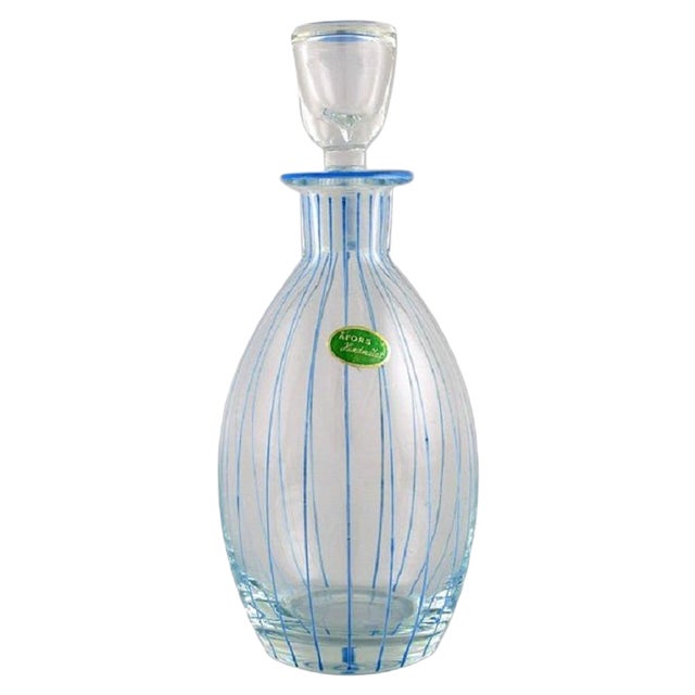 Åfors Carafe in Hand-Painted Mouth-Blown Art Glass, 1960s For Sale