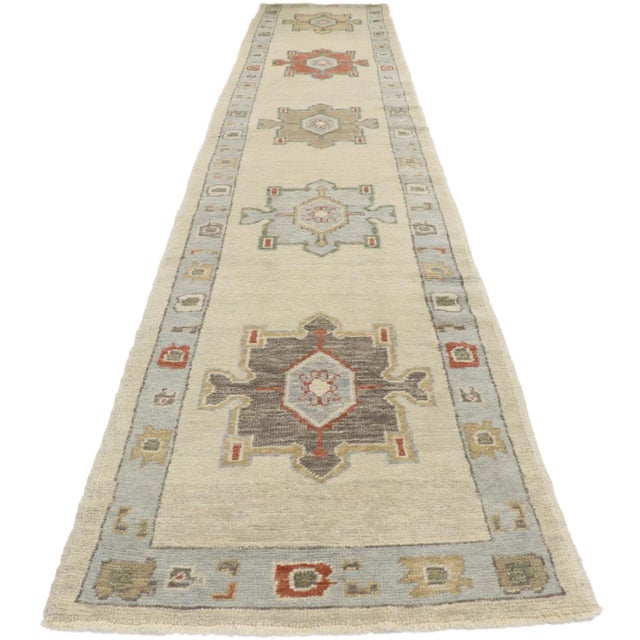 Modern Turkish Oushak Runner Rug , 02'11 X 16'04 For Sale - Image 3 of 9