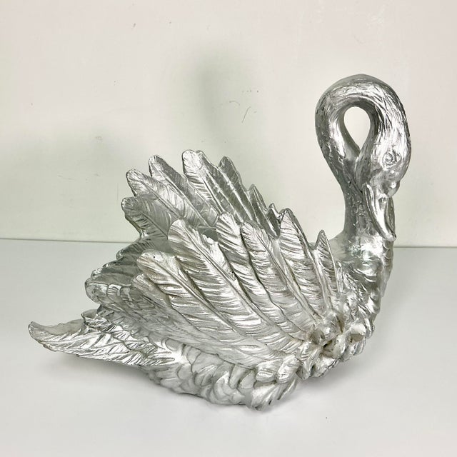Vintage Hollywood Regency Chippendale Coastal Silver Gilt Swan Centerpiece or Planter. For Sale - Image 18 of 18