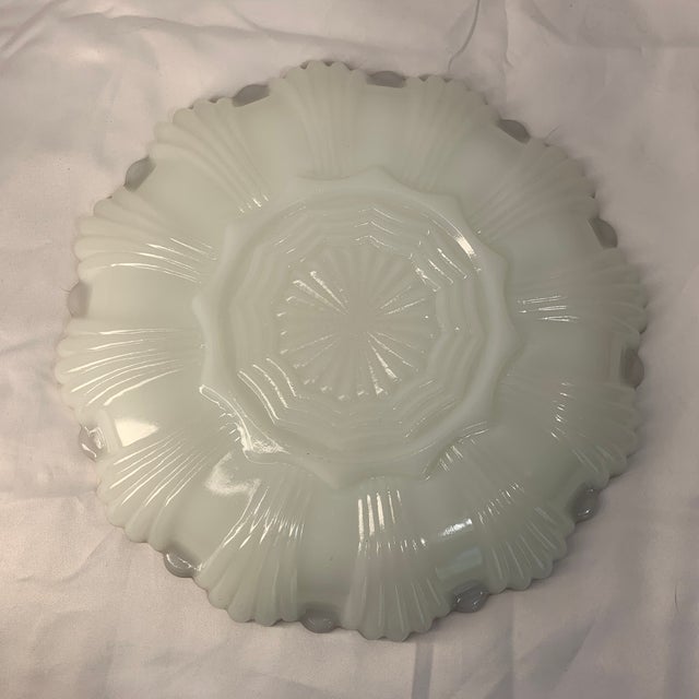 1950s 1950s Boho Chic Opaline Milk Glass Deviled Egg Plate With 22k Gilt Edge For Sale - Image 5 of 5
