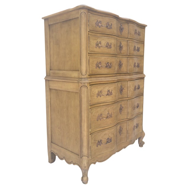 Pickled Solid Cherry Country French 6 Drawers High Chest Boy Dresser MINT! For Sale - Image 9 of 16