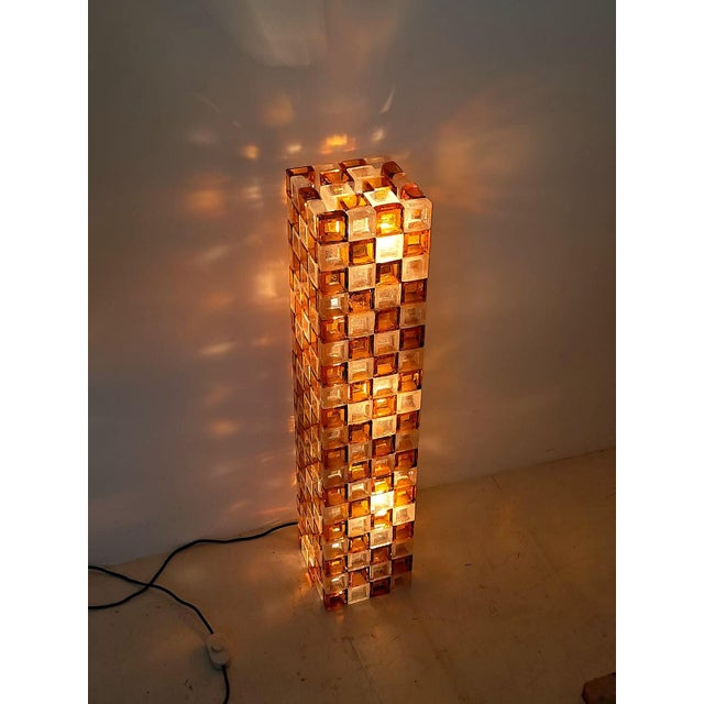 Mid-Century Modern Floor Lamp in Amber and Crystal Pulegoso Glass by Poliarte, Italy, 1970s For Sale - Image 3 of 14