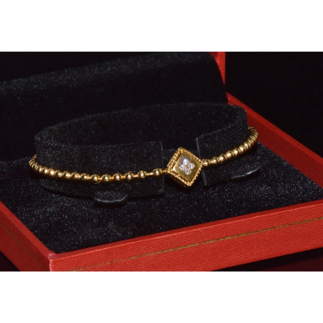Gold Authentic Roberto Coin Palazzo Ducale Diamond Ruby Stretch Bracelet in 18k Yellow Gold For Sale - Image 8 of 10