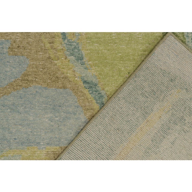 Textile Rug & Kilim’s Distressed Style Abstract Rug in Blue and Green For Sale - Image 7 of 7