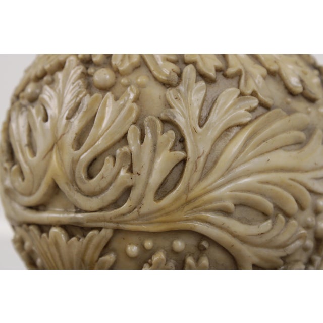 Pair Uttermost Acanthus Leaf Carved Urn Lamps For Sale - Image 11 of 16