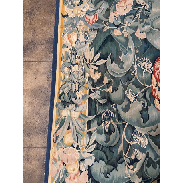 Early 21st Century Early 21st Century Vintage Flemish Style Floral Verdure Tapestry For Sale - Image 5 of 7