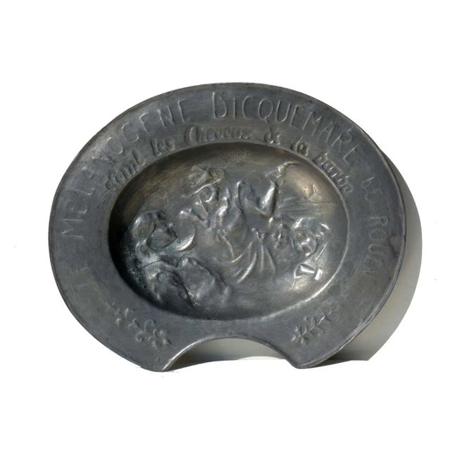 Antique French Pewter Barber Shaving Bowl For Sale - Image 6 of 6