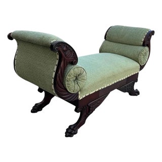Antique Green Regency-Style Recamier Settee For Sale