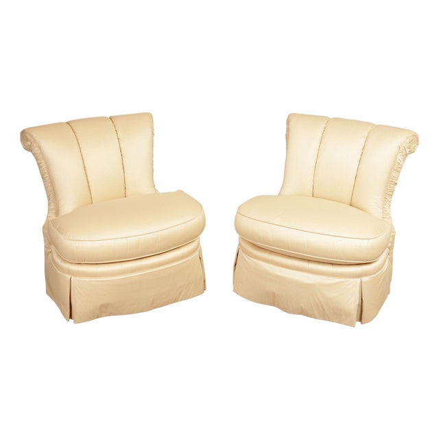 Century Furniture Pair of Upholstered Slipper Chairs For Sale