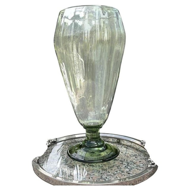 Antique Sea Green Ribbed Footed Vase by James Powell for Whitefriars, 1880s For Sale - Image 12 of 12