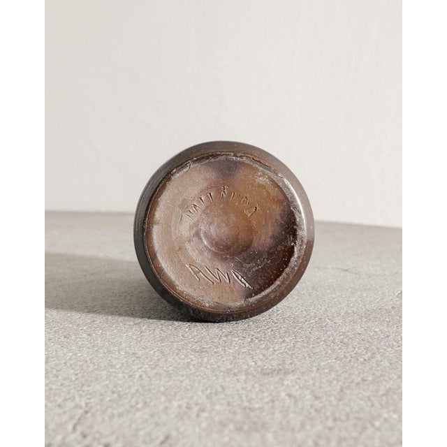 1940s Mid-Century Swedish Brown Stoneware Cylinder Vase by Arthur Andersson for Wallåkra, 1940s For Sale - Image 5 of 6