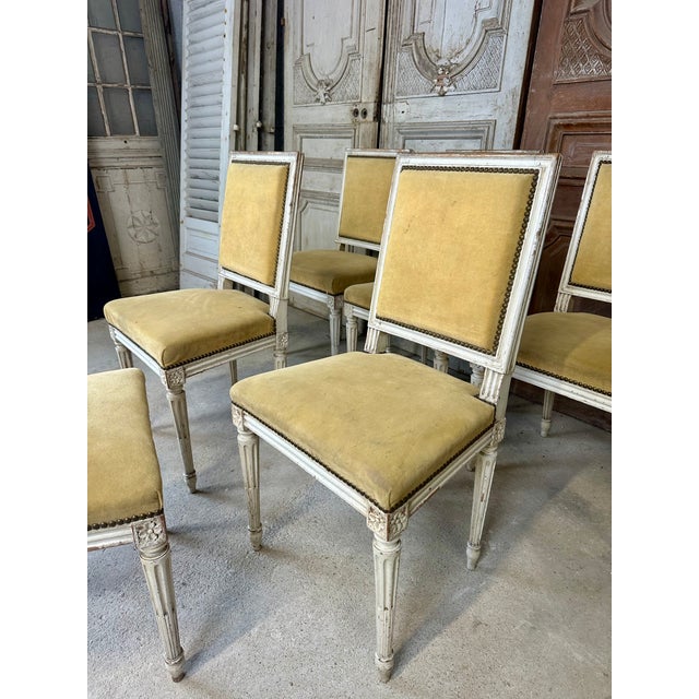 Louis XVI Style White Lacquered Chairs, 1900s, Set of 6 For Sale - Image 12 of 14