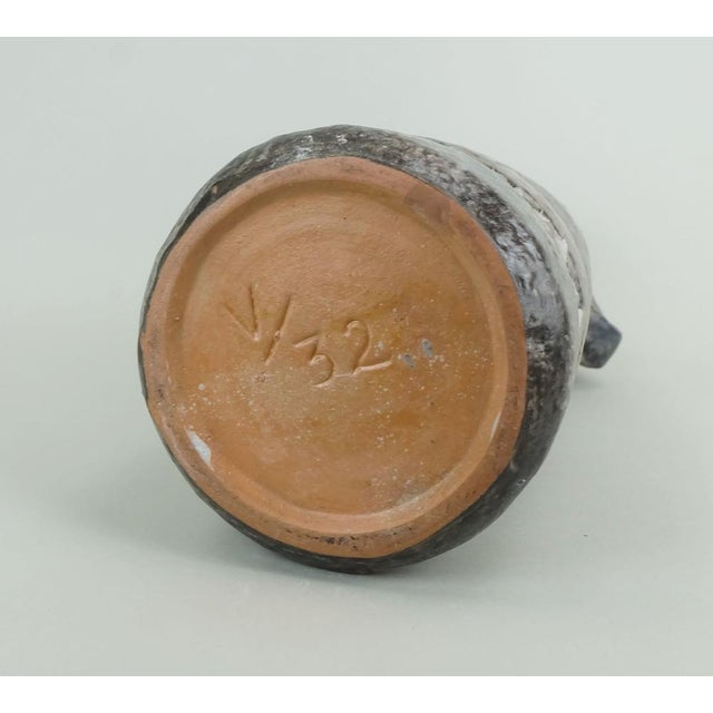 Ceramic Mid-Century Ceramic Vase Model V/32 with Relief Pattern Gray Brown and Blue from Heissner Keramik For Sale - Image 7 of 9