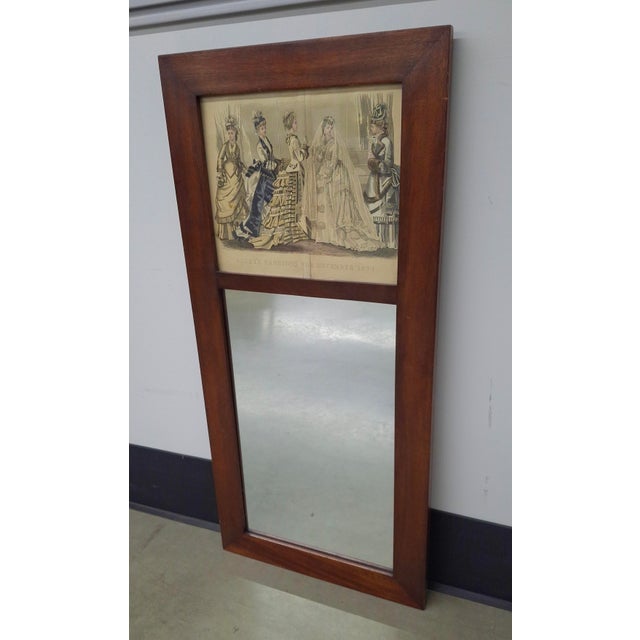 Mid 19th Century December 1874 Godey's Fashions Lithograph Mahogany Trumeau Mirror For Sale - Image 5 of 6