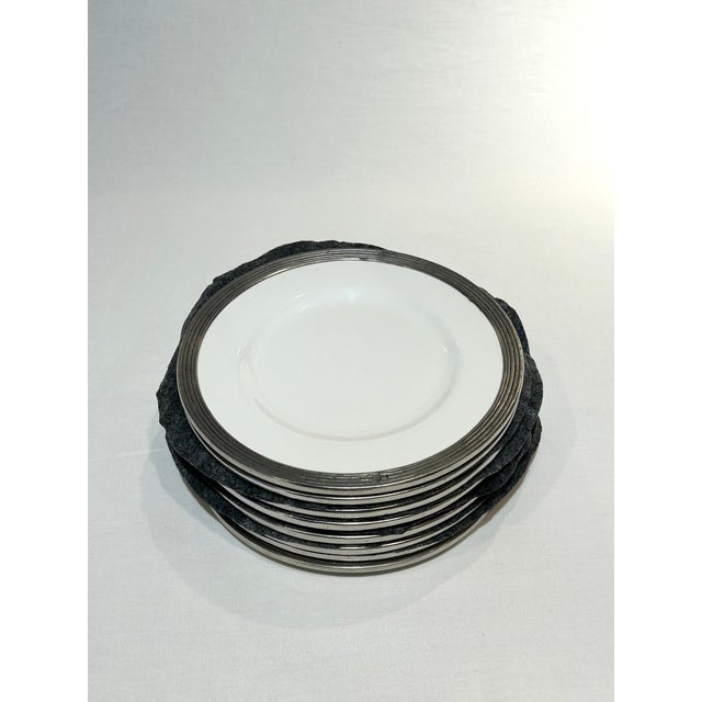 8 Piece Arte Italica Tuscan Pewter Rim Salad/Dessert Plates -8 Salad/Dessert Plates: 8.5” Diameter • Handmade Italian...