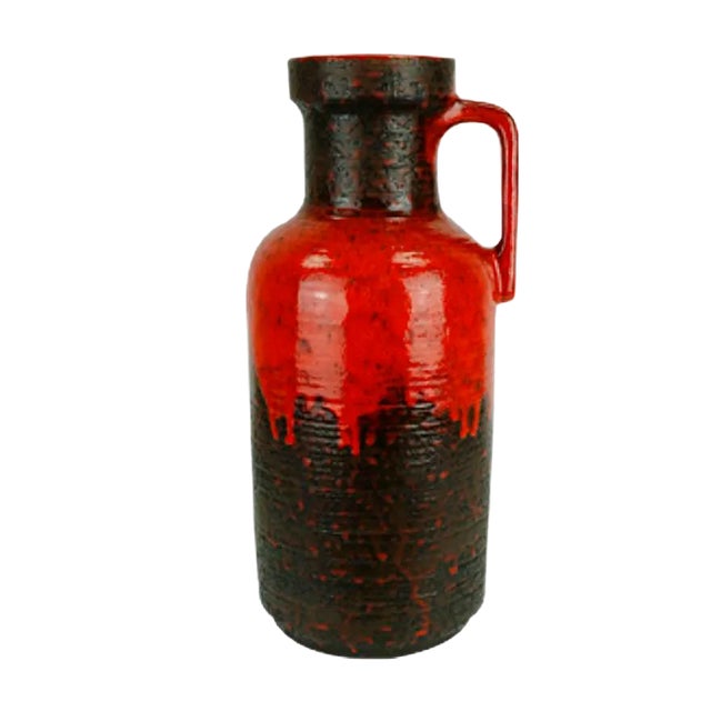 Large Vintage Vase with Red Drip Glaze from Carstens For Sale