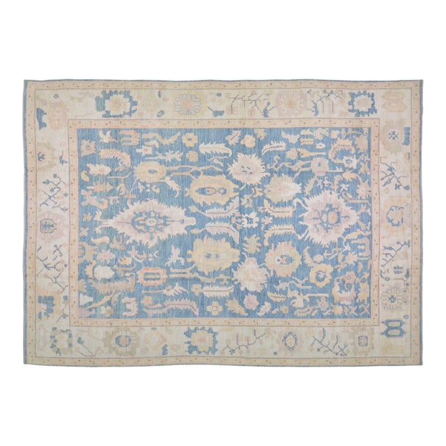 Pakistani Oushak Hand Knotted Wool Rug,9'10"X14' For Sale
